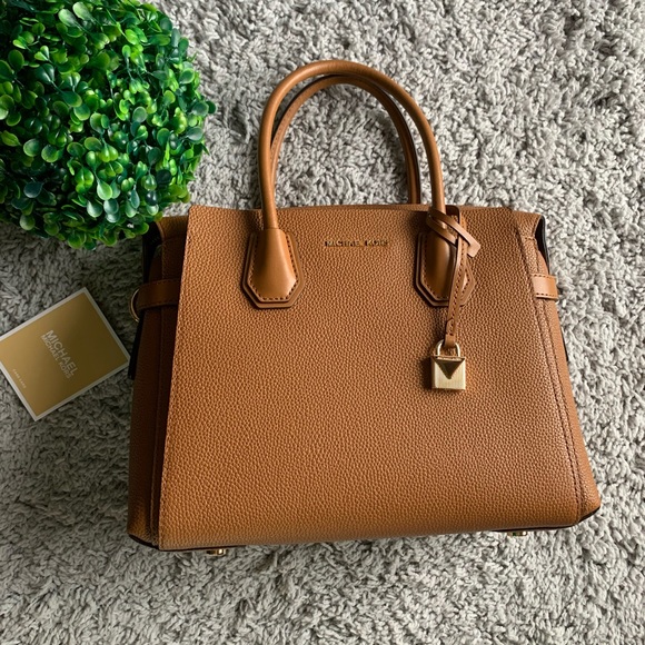 mercer medium pebbled leather belted satchel